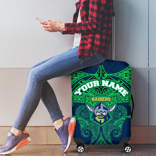 Personalized Canberra Raiders Luggage Cover Polynesian Tribal Pattern Style