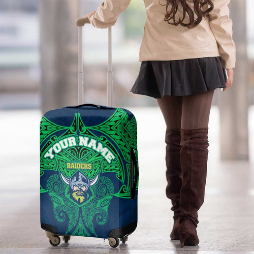 Personalized Canberra Raiders Luggage Cover Polynesian Tribal Pattern Style
