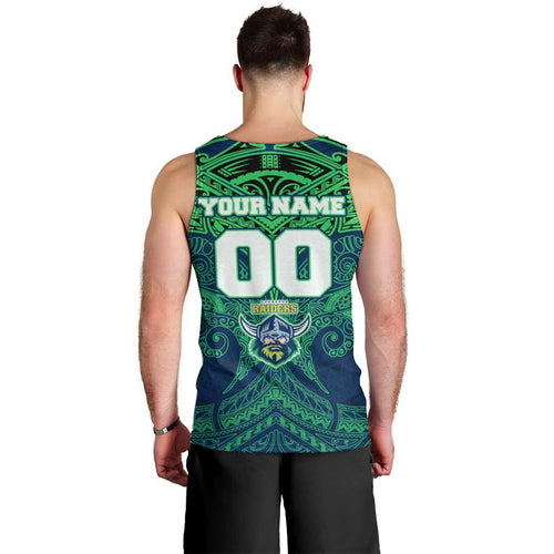 Personalized Canberra Raiders Men Tank Top Polynesian Tribal Pattern Style