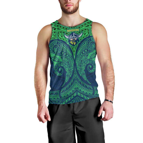 Personalized Canberra Raiders Men Tank Top Polynesian Tribal Pattern Style