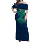 Personalized Canberra Raiders Off Shoulder Maxi Dress Polynesian Tribal Pattern Style
