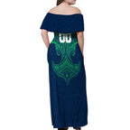 Personalized Canberra Raiders Off Shoulder Maxi Dress Polynesian Tribal Pattern Style