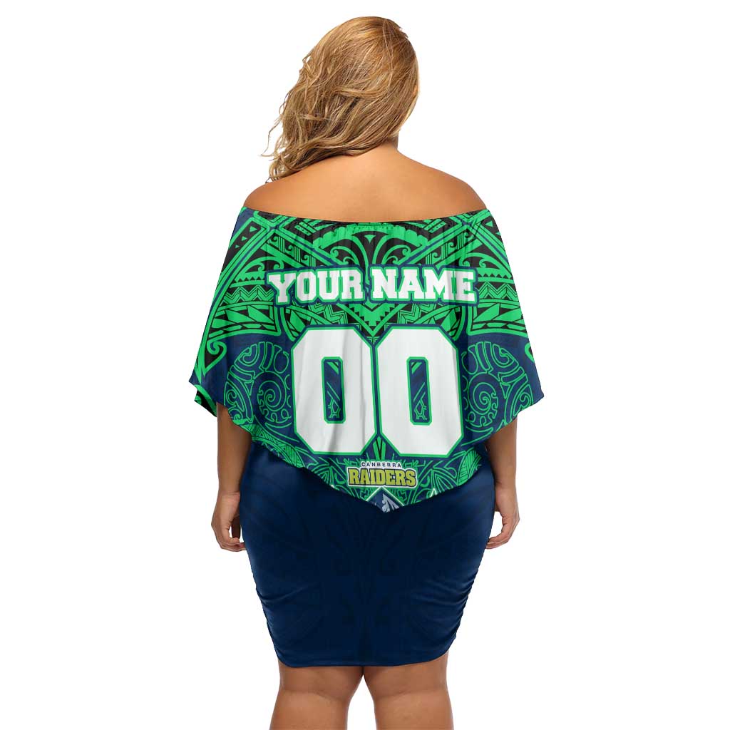Personalized Canberra Raiders Off Shoulder Short Dress Polynesian Tribal Pattern Style