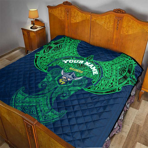 Personalized Canberra Raiders Quilt Polynesian Tribal Pattern Style
