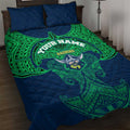 Personalized Canberra Raiders Quilt Bed Set Polynesian Tribal Pattern Style