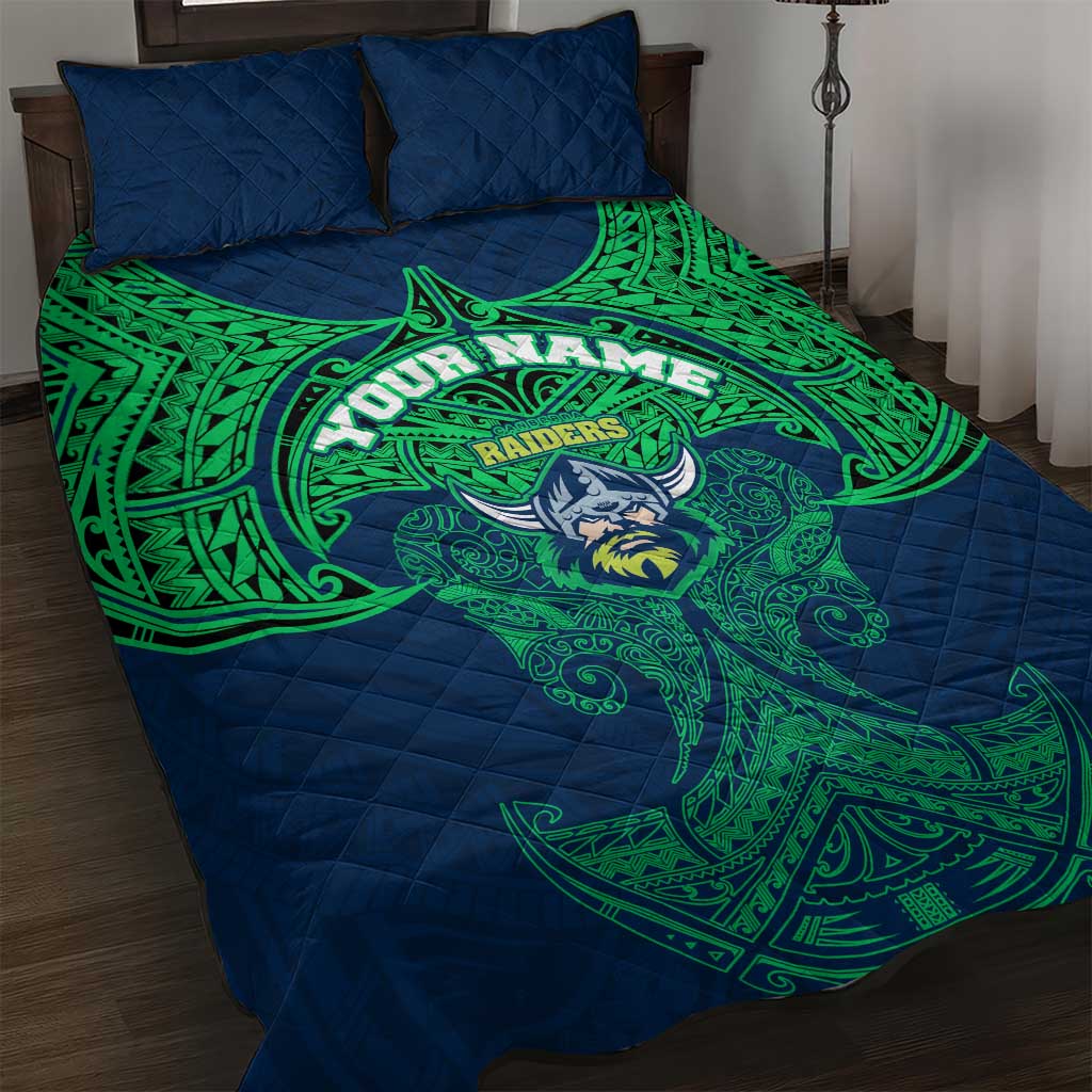 Personalized Canberra Raiders Quilt Bed Set Polynesian Tribal Pattern Style