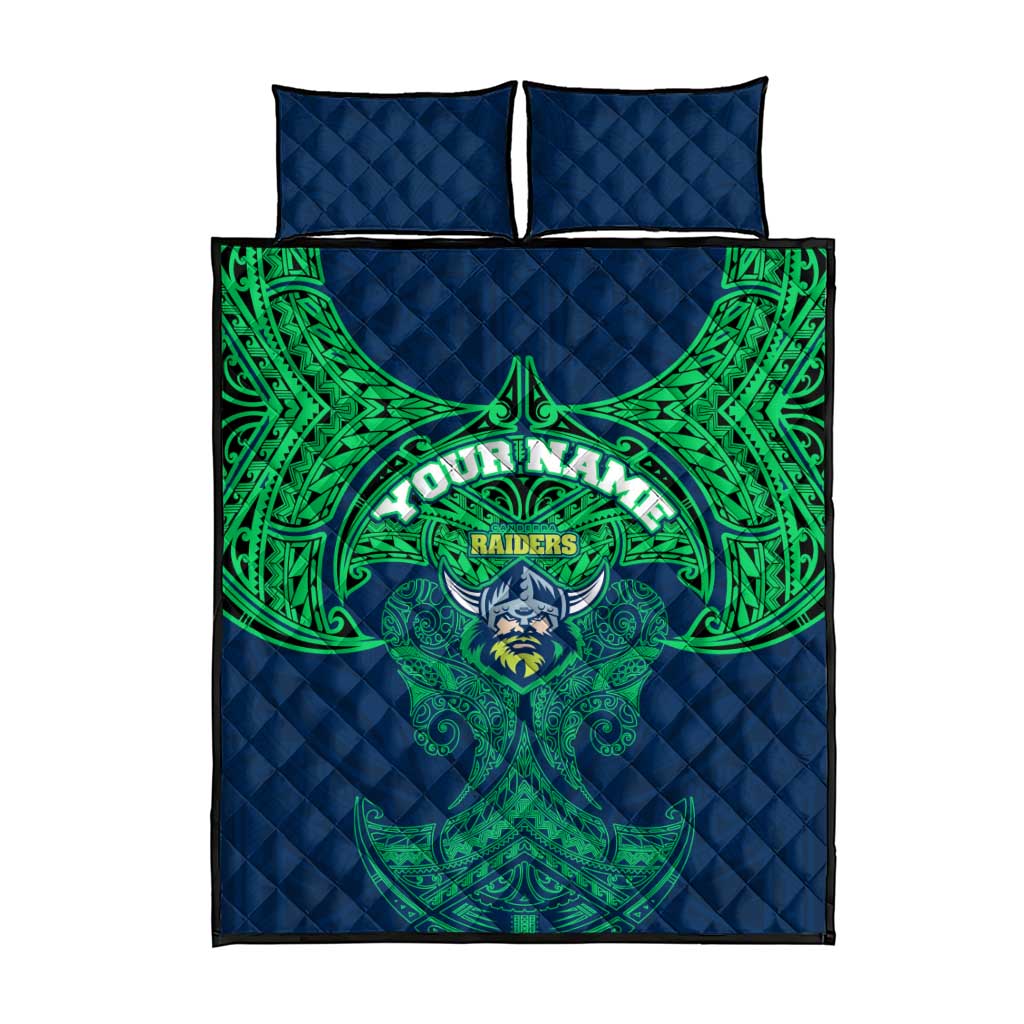 Personalized Canberra Raiders Quilt Bed Set Polynesian Tribal Pattern Style