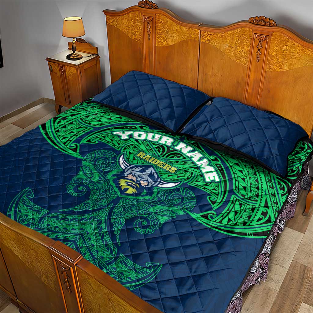 Personalized Canberra Raiders Quilt Bed Set Polynesian Tribal Pattern Style