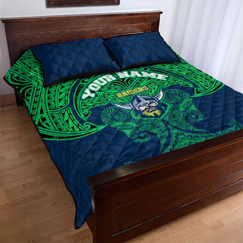 Personalized Canberra Raiders Quilt Bed Set Polynesian Tribal Pattern Style