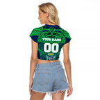 Personalized Canberra Raiders Raglan Cropped T Shirt Polynesian Tribal Pattern Style