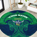 Personalized Canberra Raiders Round Carpet Polynesian Tribal Pattern Style