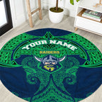 Personalized Canberra Raiders Round Carpet Polynesian Tribal Pattern Style