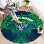 Personalized Canberra Raiders Round Carpet Polynesian Tribal Pattern Style