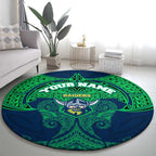 Personalized Canberra Raiders Round Carpet Polynesian Tribal Pattern Style