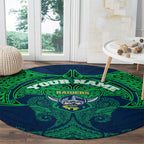 Personalized Canberra Raiders Round Carpet Polynesian Tribal Pattern Style