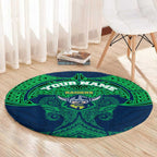 Personalized Canberra Raiders Round Carpet Polynesian Tribal Pattern Style