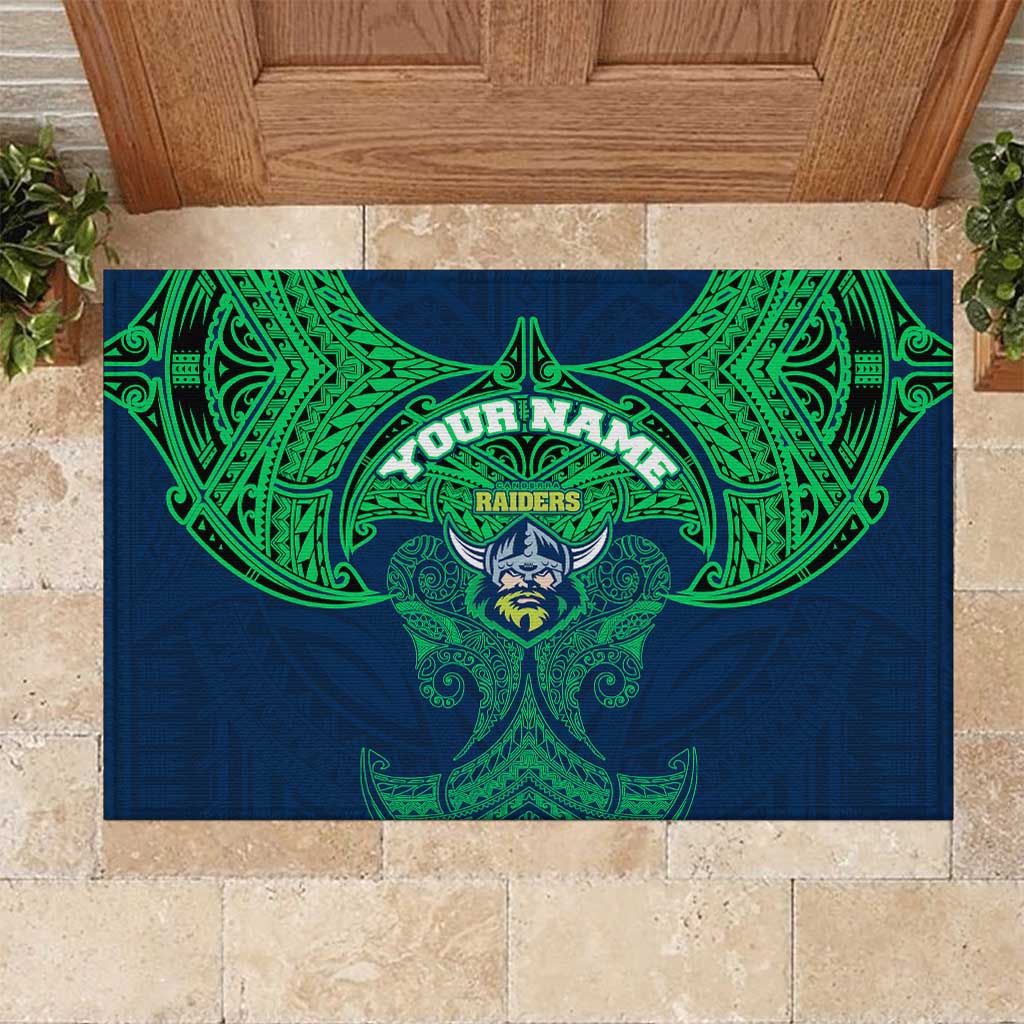 Personalized Canberra Raiders Rubber Doormat Polynesian Tribal Pattern Style