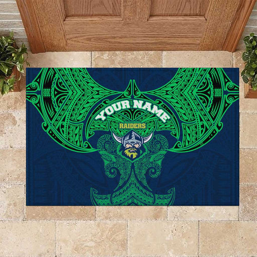 Personalized Canberra Raiders Rubber Doormat Polynesian Tribal Pattern Style