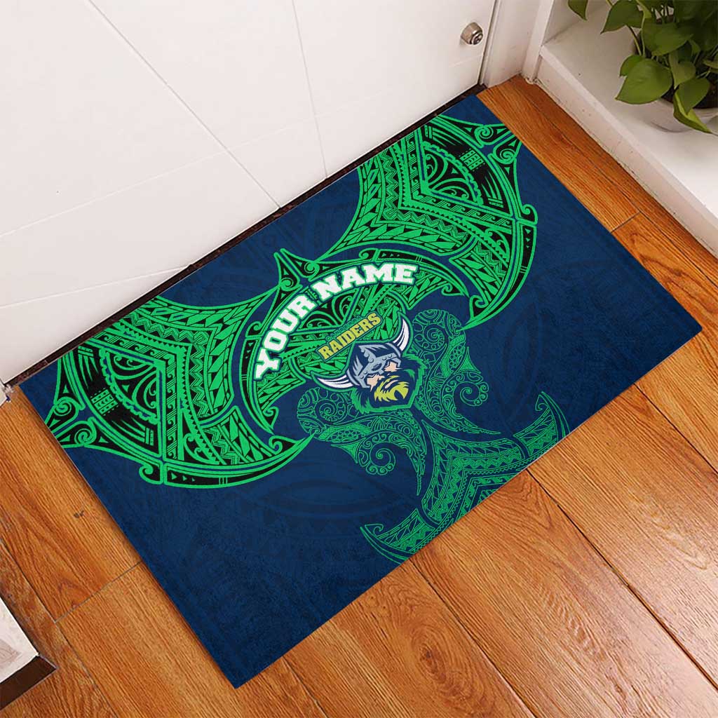 Personalized Canberra Raiders Rubber Doormat Polynesian Tribal Pattern Style