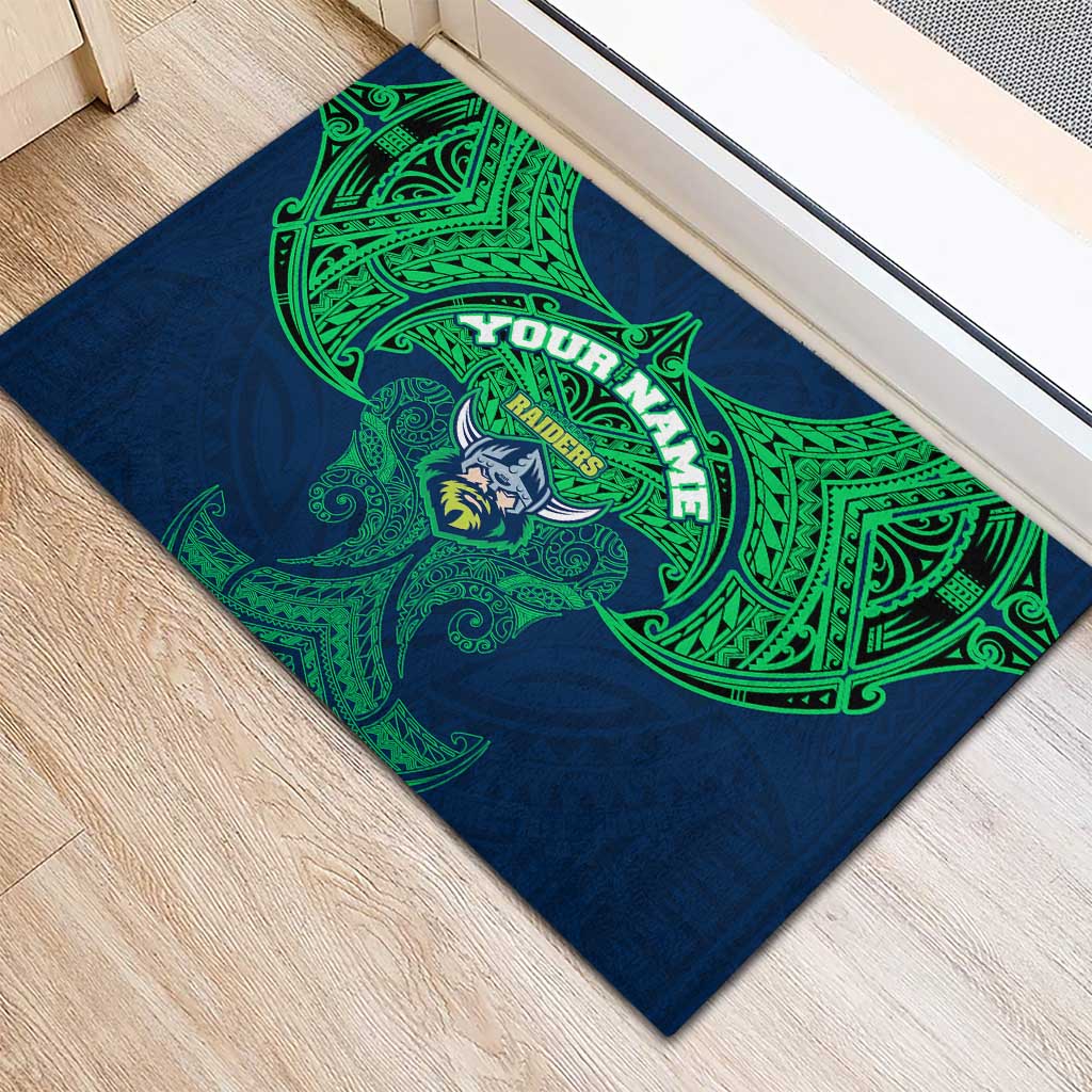 Personalized Canberra Raiders Rubber Doormat Polynesian Tribal Pattern Style