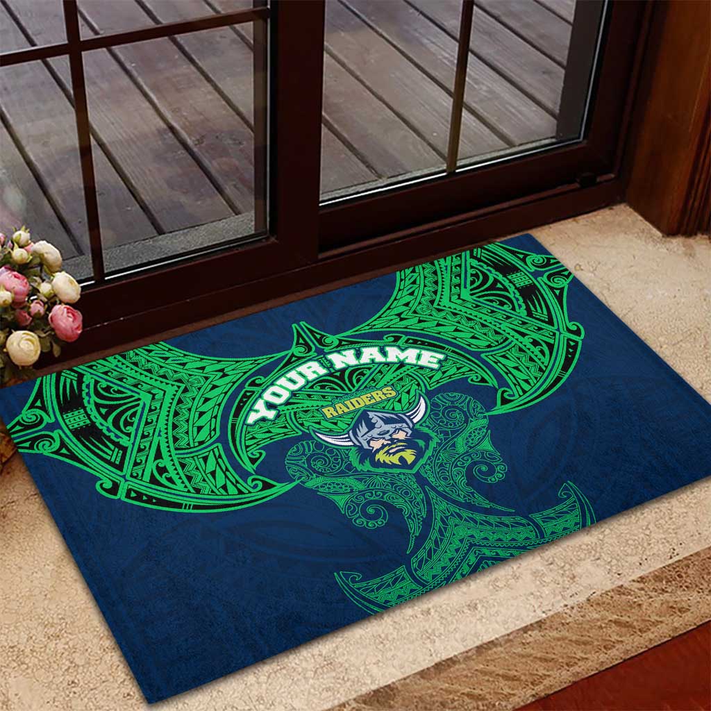 Personalized Canberra Raiders Rubber Doormat Polynesian Tribal Pattern Style
