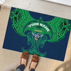 Personalized Canberra Raiders Rubber Doormat Polynesian Tribal Pattern Style