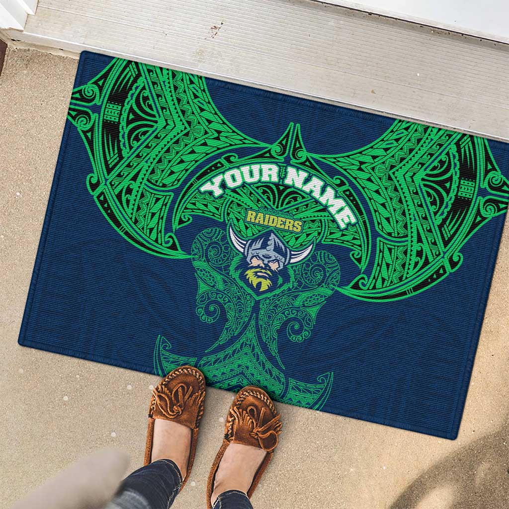 Personalized Canberra Raiders Rubber Doormat Polynesian Tribal Pattern Style