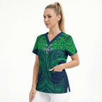 Personalized Canberra Raiders Scrub Top Polynesian Tribal Pattern Style