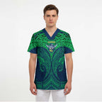 Personalized Canberra Raiders Scrub Top Polynesian Tribal Pattern Style