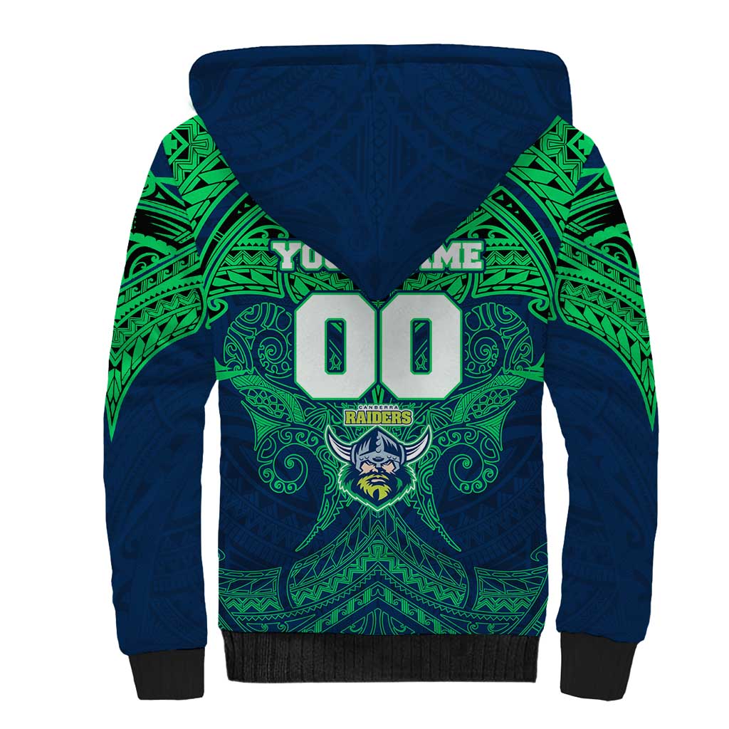 Personalized Canberra Raiders Sherpa Hoodie Polynesian Tribal Pattern Style