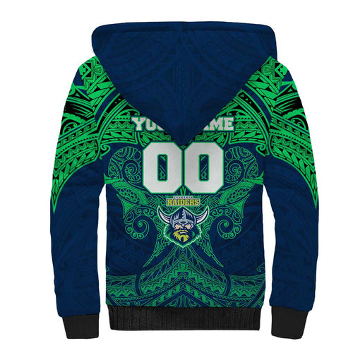 Personalized Canberra Raiders Sherpa Hoodie Polynesian Tribal Pattern Style