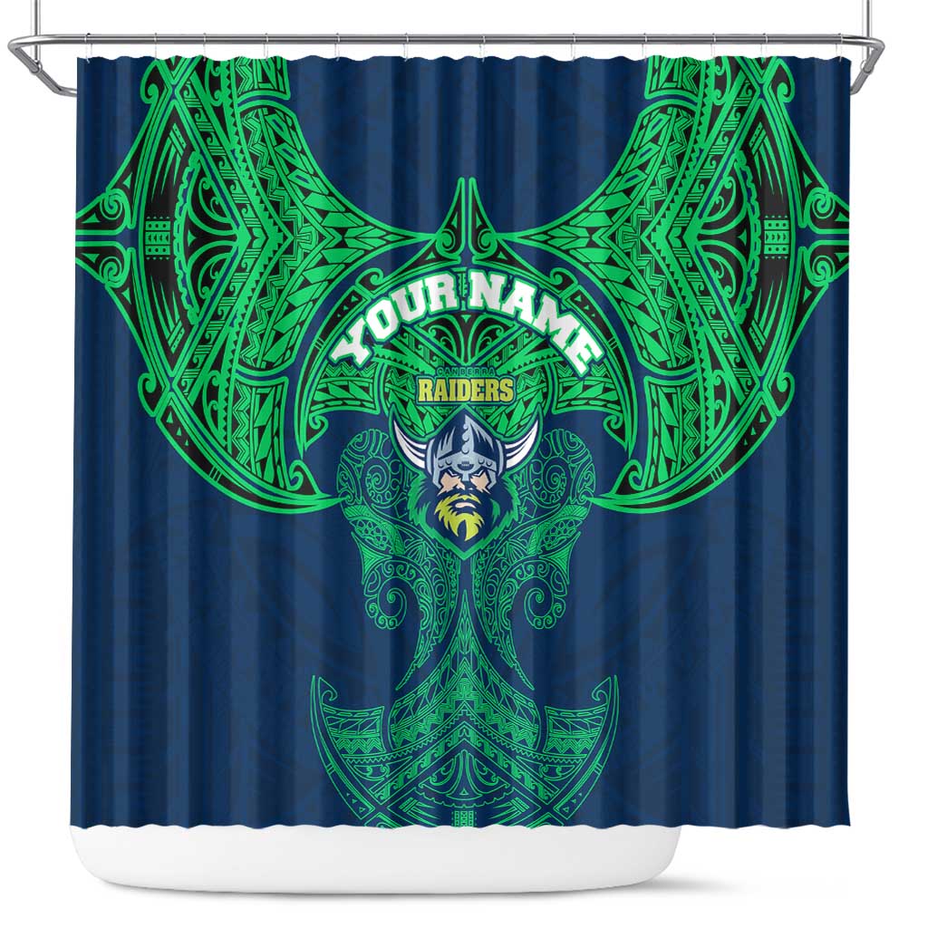 Personalized Canberra Raiders Shower Curtain Polynesian Tribal Pattern Style