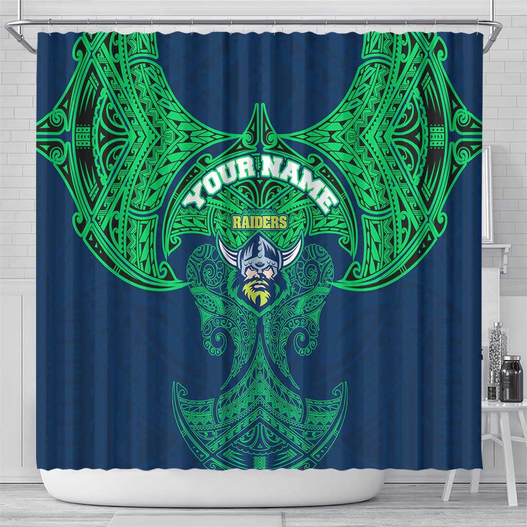 Personalized Canberra Raiders Shower Curtain Polynesian Tribal Pattern Style
