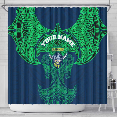 Personalized Canberra Raiders Shower Curtain Polynesian Tribal Pattern Style