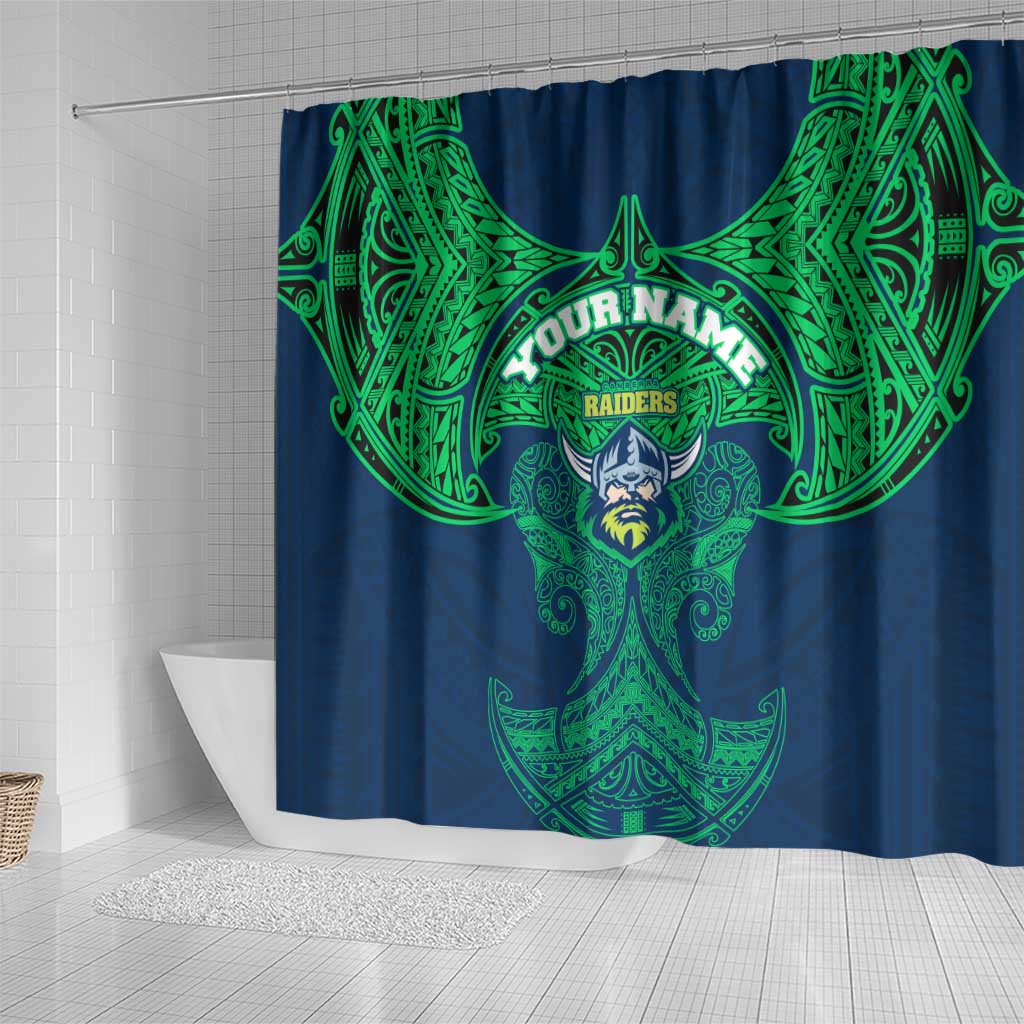 Personalized Canberra Raiders Shower Curtain Polynesian Tribal Pattern Style