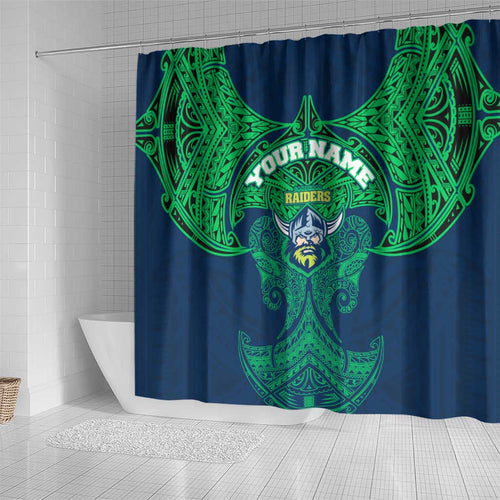 Personalized Canberra Raiders Shower Curtain Polynesian Tribal Pattern Style