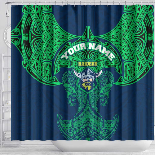 Personalized Canberra Raiders Shower Curtain Polynesian Tribal Pattern Style