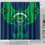Personalized Canberra Raiders Shower Curtain Polynesian Tribal Pattern Style