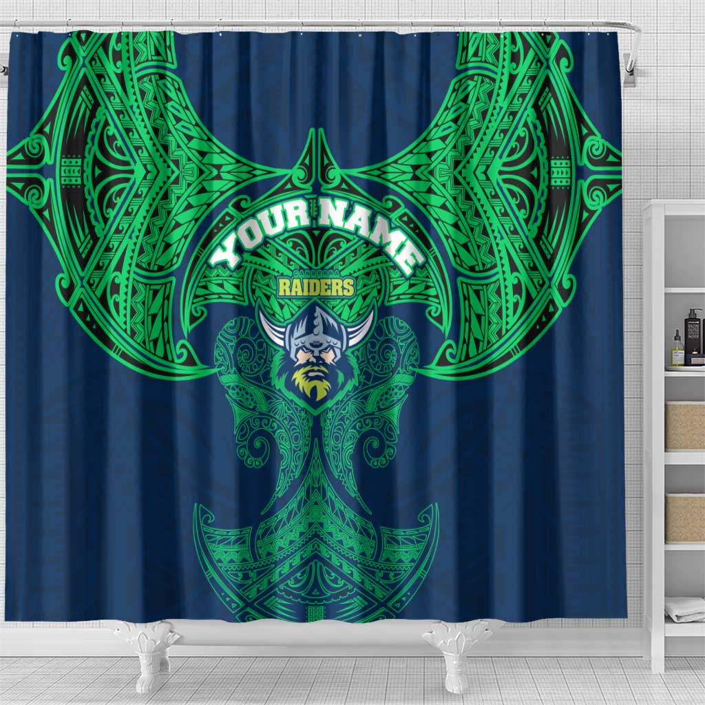 Personalized Canberra Raiders Shower Curtain Polynesian Tribal Pattern Style