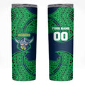 Personalized Canberra Raiders Skinny Tumbler Polynesian Tribal Pattern Style