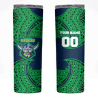Personalized Canberra Raiders Skinny Tumbler Polynesian Tribal Pattern Style