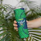 Personalized Canberra Raiders Skinny Tumbler Polynesian Tribal Pattern Style