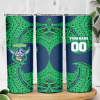 Personalized Canberra Raiders Skinny Tumbler Polynesian Tribal Pattern Style