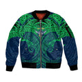 Personalized Canberra Raiders Sleeve Zip Bomber Jacket Polynesian Tribal Pattern Style