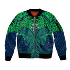 Personalized Canberra Raiders Sleeve Zip Bomber Jacket Polynesian Tribal Pattern Style