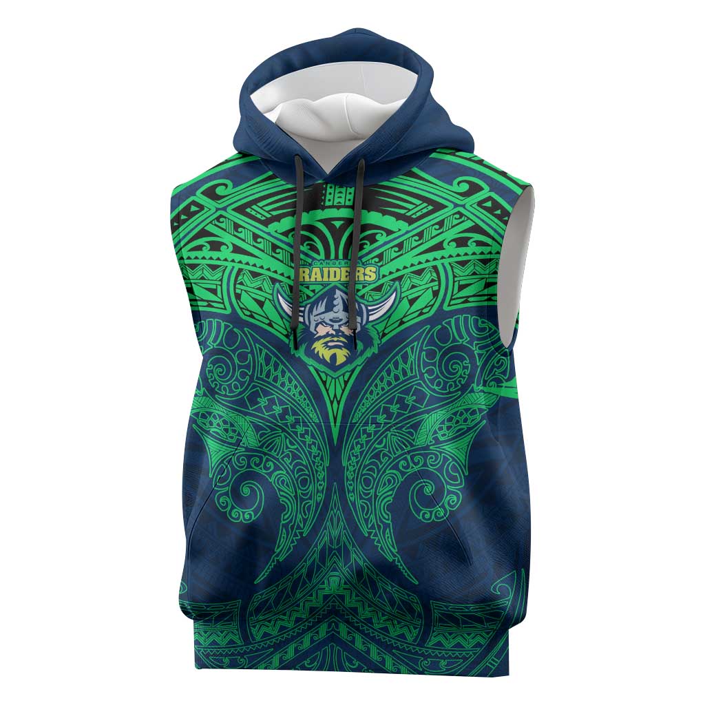 Personalized Canberra Raiders Sleeveless Hoodie Polynesian Tribal Pattern Style