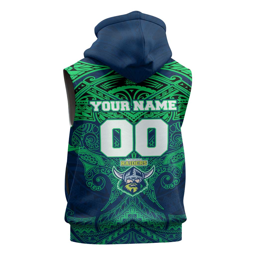 Personalized Canberra Raiders Sleeveless Hoodie Polynesian Tribal Pattern Style