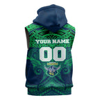 Personalized Canberra Raiders Sleeveless Hoodie Polynesian Tribal Pattern Style