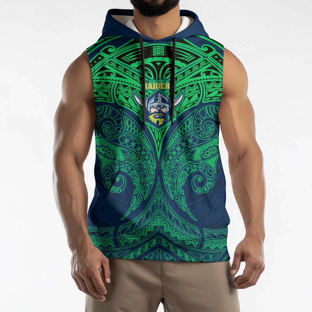 Personalized Canberra Raiders Sleeveless Hoodie Polynesian Tribal Pattern Style