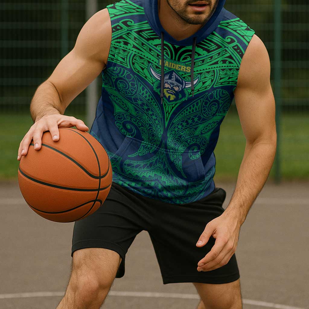 Personalized Canberra Raiders Sleeveless Hoodie Polynesian Tribal Pattern Style